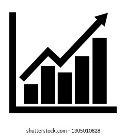 Graph with arrow moving poiting up for business growth concept simple flat design for web