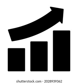 Graph with arrow moving poiting up for business growth concept simple flat design for web