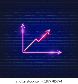 Graph and arrow neon icon. Glowing vector graphic illustration sign for website. Business concept. svg