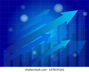 graph and arrow on blue abstract background