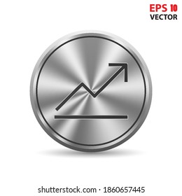 Graph arrow sign icon in 3D button. Eps 10 vector illustration.