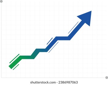 GRAPH ARROW success blue green white background Arrow show success of business strategy. 