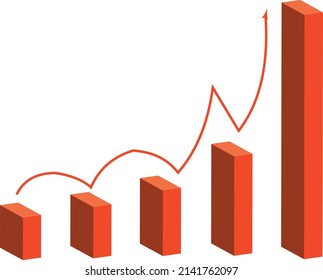 A graph with an arrow that goes up. A vector file is useful for creating your designs.