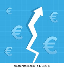 Graph Arrow up, euro increase value business illustration vector