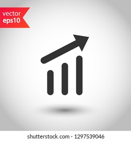 Graph with arrow vector icon. Chart vector sign. Diagram symbol