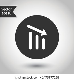 Graph with arrow vector icon. Chart vector sign. Diagram symbol. Round icon design