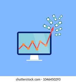 Graph aspiring upwards. Concept of business profit