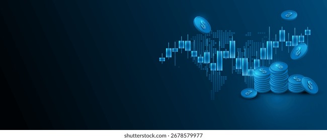 Gráfico fundo, tecnologia financeira, negociação de ações, negociação de marketing