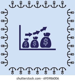 Graph with bags vector icon
