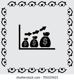 Graph with bags vector icon