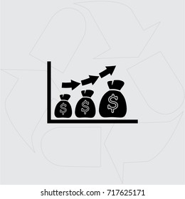 Graph with bags vector icon