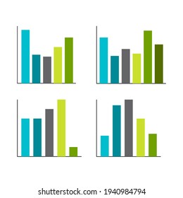 Graph bar chart. Infographics set. Vector flat illustration. Design elements for financial statements on white background.