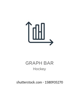 Graph bar icon. Thin linear graph bar outline icon isolated on white background from hockey collection. Line vector sign, symbol for web and mobile
