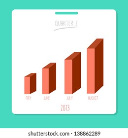 Graph bar on white card. eps10