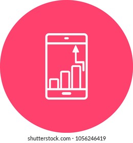 Graph bar graph in phone vector icon, growing graph in phone or smartphone vector icon isolated