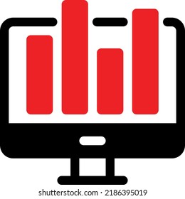Graph Bar Red Glyph icon vector design and illustration template
