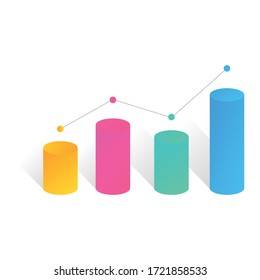 Graph bar vector icon, isometric statistic banner template design for your business