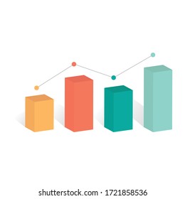 Graph bar vector icon, isometric statistic banner template design for your business
