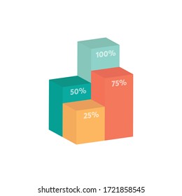Graph bar vector icon, isometric statistic banner template design for your business