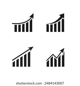 Graph bars with arrow going upwards maximize gain profit chart business growth icons arrows