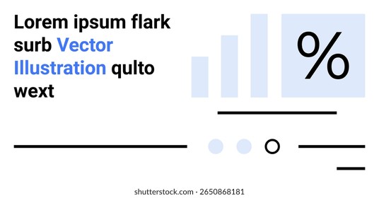 Graph bars, percentage symbol, text, horizontal lines. Ideal for data analysis, business growth, statistics, finance, report generation, visual content, modern design Landing page