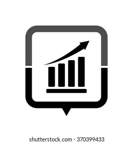graph - black vector icon; map pointer;  message bubble