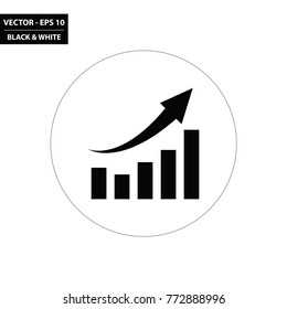 Graph up black and white glyph flat icon. Vector Illustration.