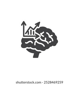 Graph and a brain vector icon. filled flat sign for mobile concept and web design. Behavioral Science glyph icon. Mental processes symbol, logo illustration. Vector graphics