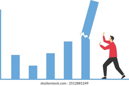 Gráfico decompõe-se e cai sobre o empresário, projeto de ilustração Vetor