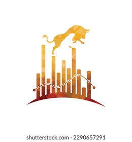 Graph Bull and bear vector logo design template. Bull and bear graph icon.