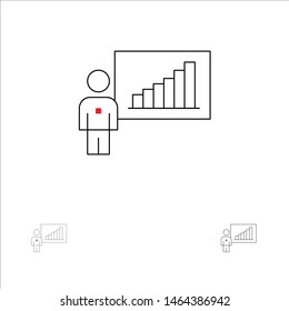 Graph, Business, Chart, Efforts, Success Bold and thin black line icon set. Vector Icon Template background