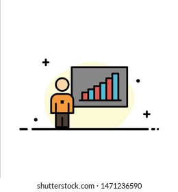 Graph, Business, Chart, Efforts, Success  Business Flat Line Filled Icon Vector Banner Template. Vector Icon Template background