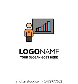 Graph, Business, Chart, Efforts, Success Business Logo Template. Flat Color