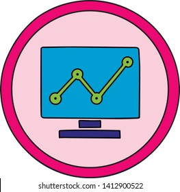 Graph Business cute icon. Chart bar Icon in a cute cartoon comic style. Growth Icon Vector Concept.