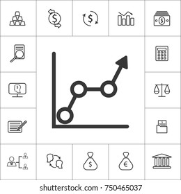 graph. Business, finance icons with elements for mobile concepts and web apps.