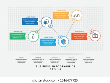 Graph for business and Five Circle Infographic. Eps10 vector.