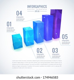 graph business growth finance infographic concept cool 3d chart icon vector 3d infographic chart brick diagram with cool triangle geometric texture perfect for presentation graph business growth finan