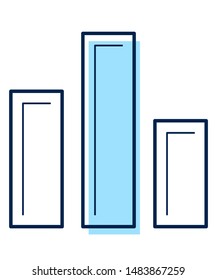 Graph business icon in a linear style with blue color.