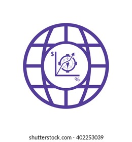 Graph business Icon, vector illustration.  Flat design style