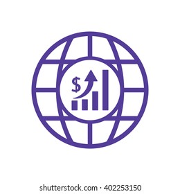 Graph business Icon, vector illustration.  Flat design style