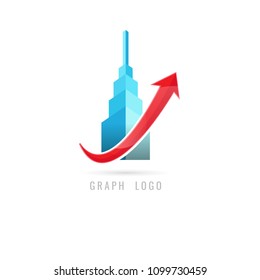 graph Business. logo. finance.  vector. on white background. icon. symbol. building