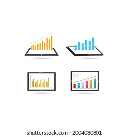 Graph business on tablet vector icon simple illustration design 