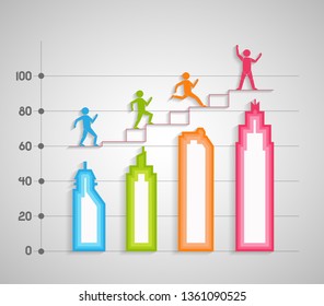 Graph of the businessman and creating a path to success. Illustration