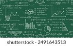 Graph with calculated numbers on chalkboard as seamless background.