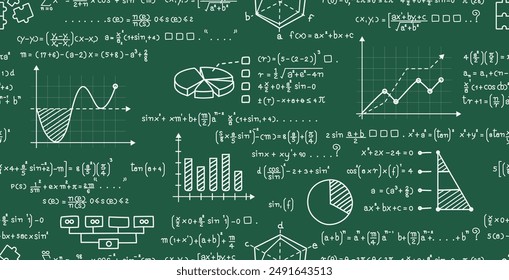 Graph with calculated numbers on chalkboard as seamless background.