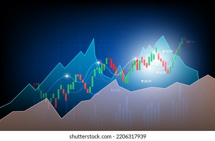 graph candle stick graph chart of stock market investment trading, Bullish point, Bearish point. trend of graph vector design.