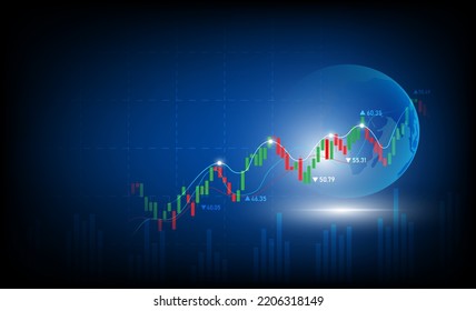 graph candle stick graph chart of stock market investment trading, Bullish point, Bearish point. trend of graph vector design.