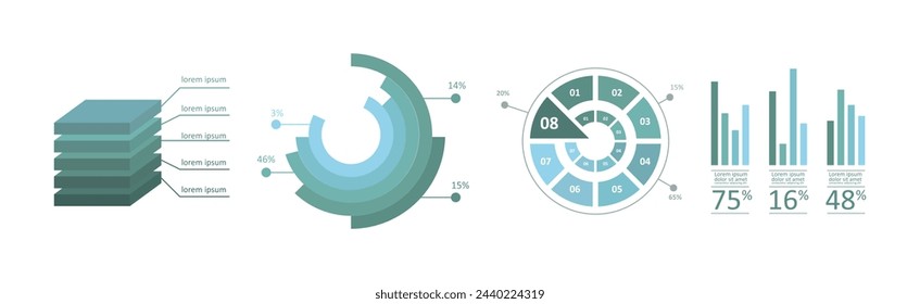 Graph and Chart Business Infographics Template Vector Set