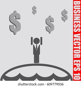 Graph and chart with businessman,dollar in flat style.Vector illustration.