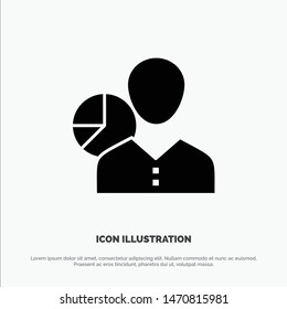 Graph, Chart, Data, Employee, Manager, Person, Statistics solid Glyph Icon vector. Vector Icon Template background